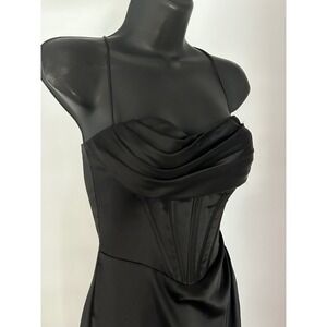 GB Black Corset Strappy Ruched Long Gown Dress Prom Homecoming Junior Size 3